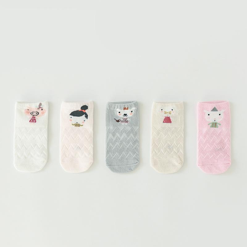 YWHUANSEN 5 Pairs/lot Summer Mesh Socks For Newborns Baby Cute Cartoon Socks For Girls Thin Soft Cotton Boy Child Socks Infants