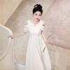 One-shoulder Engagement Dress, Certificate Registration Dress, High-end Sense Of Birthday Satin, High-end Niche Dress Skirt