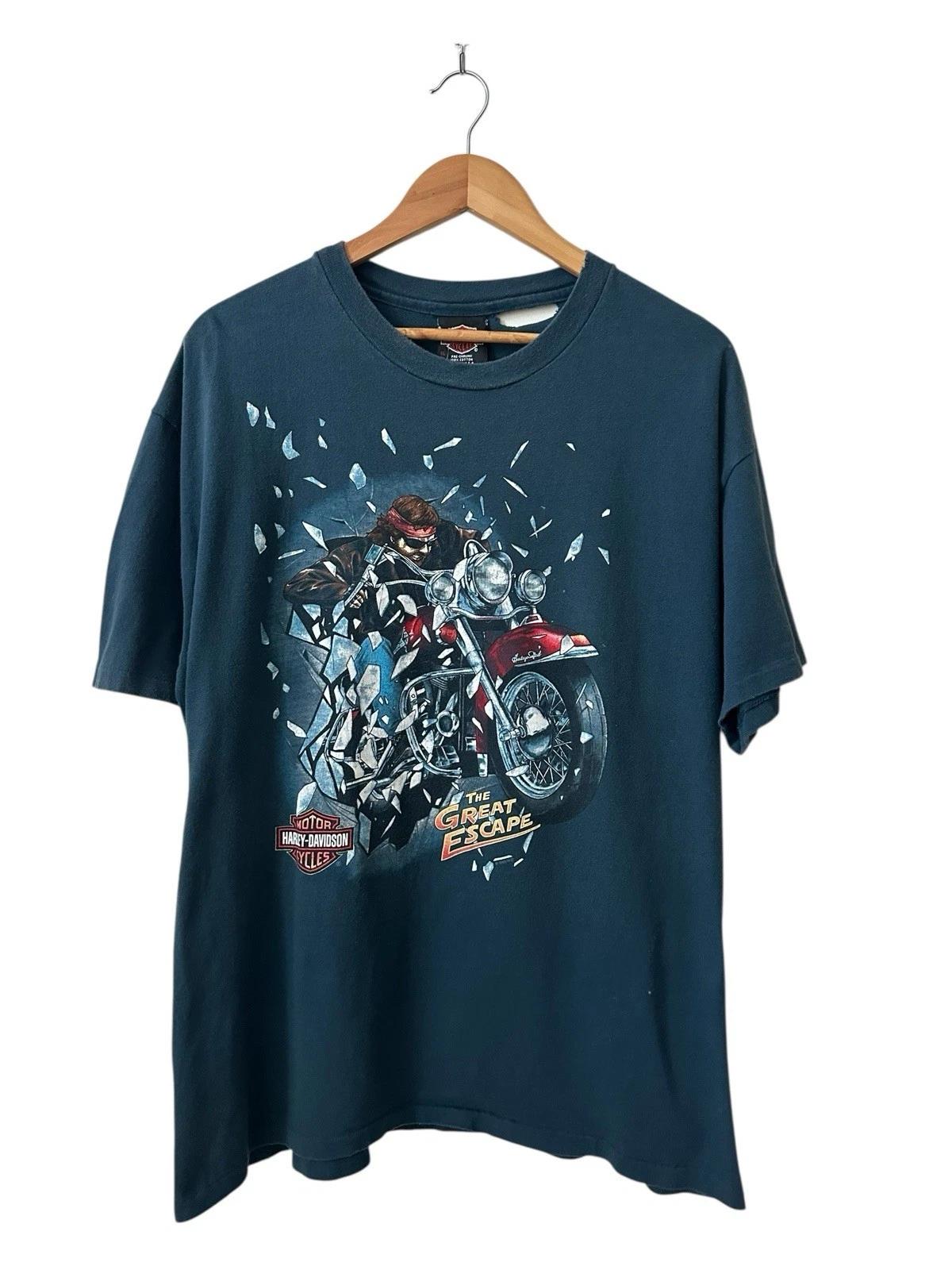 Vintage Harley Davidson The Great Escape T Shirt Men’s XL Blue 90’s USA Single 4XL