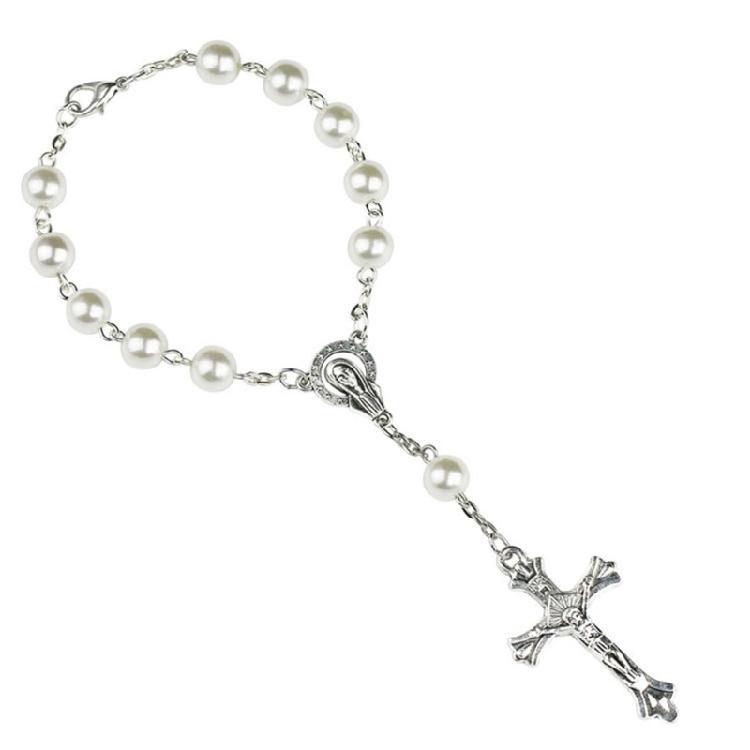 

Christening Pearl Bracelet with for Cross for Communion Religious Baptism Jewelr 1
