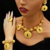 Gold Color Necklace Earring Wrist Chain and Rings Set For Bridal And Party Nigerian Weddings and Engagement Parties