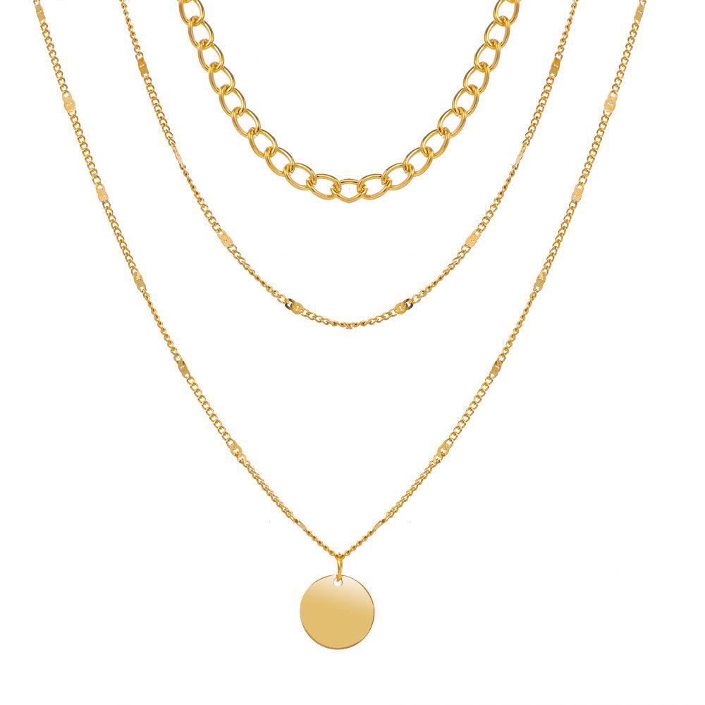 European Minimalist Multi-layer Gold Alloy Chain Necklace for Women