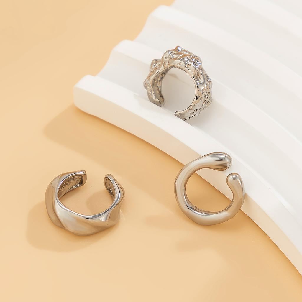 Set da 3 Pezzi Orecchini a Clip Metallici Chunky Senza Foratura Orecchini Geometrici Ear Cuff per Donne Ragazze Gioielli Y2K alla Moda