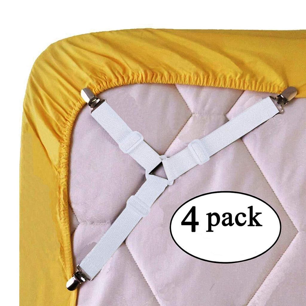 4PCS/Set Sheet Straps Bed Suspenders Adjustable Fitted Sheet Corner Holder Elastic Fasteners Clips
