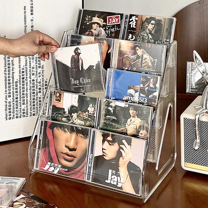 5/7-poziomowy stojak na płyty CD, stojak na ekspozycję albumów, przezroczysty stojak do przechowywania płyt i kaset, wielofunkcyjny stojak na blat