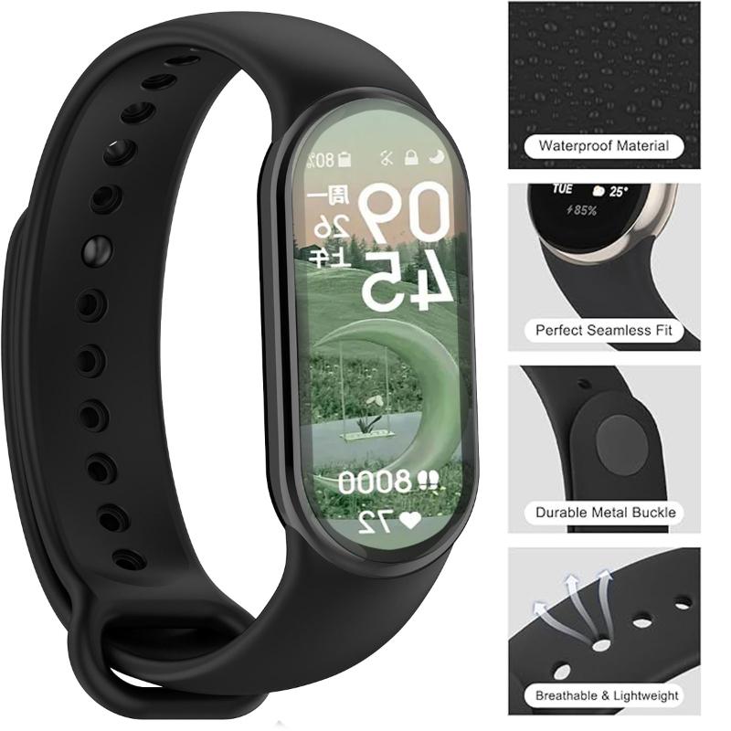Silicone Strap for Xiaomi Mi Band 9 8 Strap NFC Sport Metal-plug Rubber Bracelet Wristband For Xiaomi Smart Band 8 Accessories