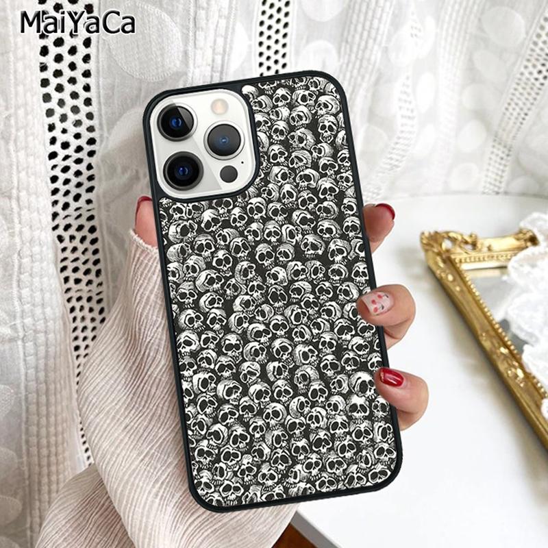 Gothic Fashion Skull Phone Case Cover For iPhone 17 Air 16 16e 15 plus 11 12 13 14 pro max shell coque