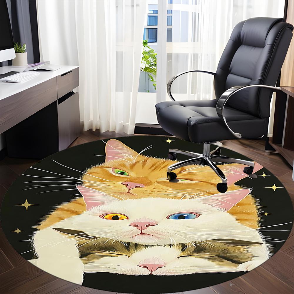 1pc Cats Whiskers Office Round Area Rug, Indoor Mat Suitable ForOffice, Under Office Chairs Bedroom Living Room Home Decor, Room Deco T081
