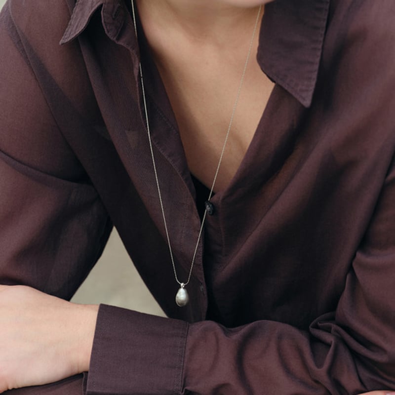 Another Layer Bae Drop Necklace (silver925) - Glossy, Matt