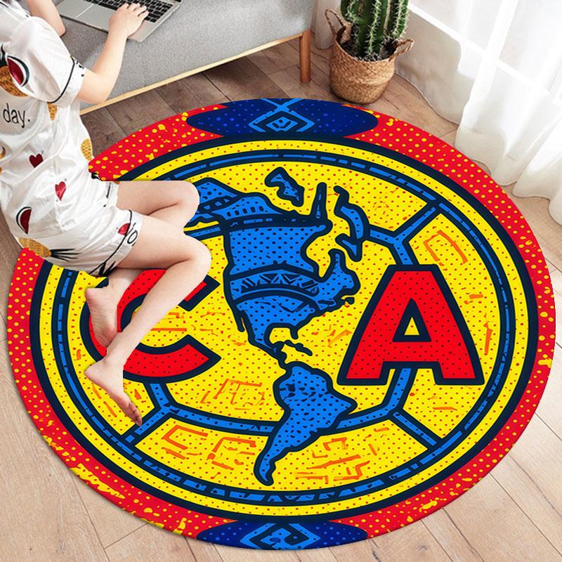 Club America Round Area Rug,Carpet Rug for Living Room Bedroom Sofa Playroom Decor,Non-slip Floor Mat