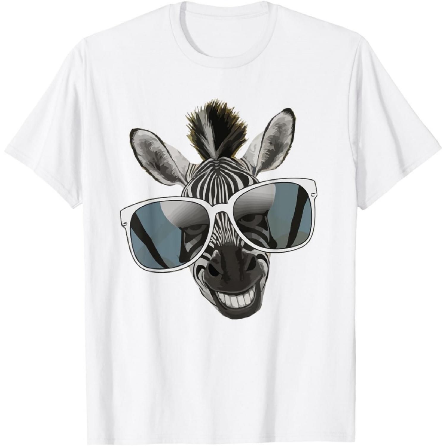 Funny Zebra with Sunglasses T-Shirt S