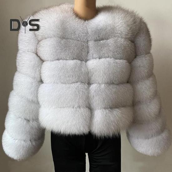 Damejakke Elegant ensfarget fuskepels Myk Fasjonabel Komfortabel Uformell Trendy polyesterjakke for kvinner