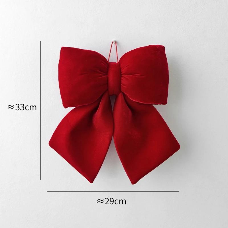 Nadýšená sametová vánoční mašle ozdoba na stromek DIY připravená 3D dekorace na svátky Vánoční výzdoba slavnostní párty akcent měkká texturovaná