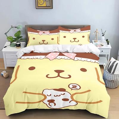 Cartoon Pompom Purin Bettbezug Kindergeburtstagsgeschenk mit Reißverschluss Raumdeko für Jugendliche Erwachsene Mikrofaser-Bettbezug