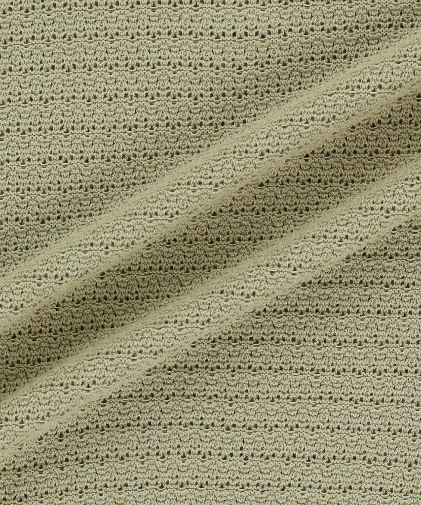Sun Love Border Crochet Knit Polo Beige