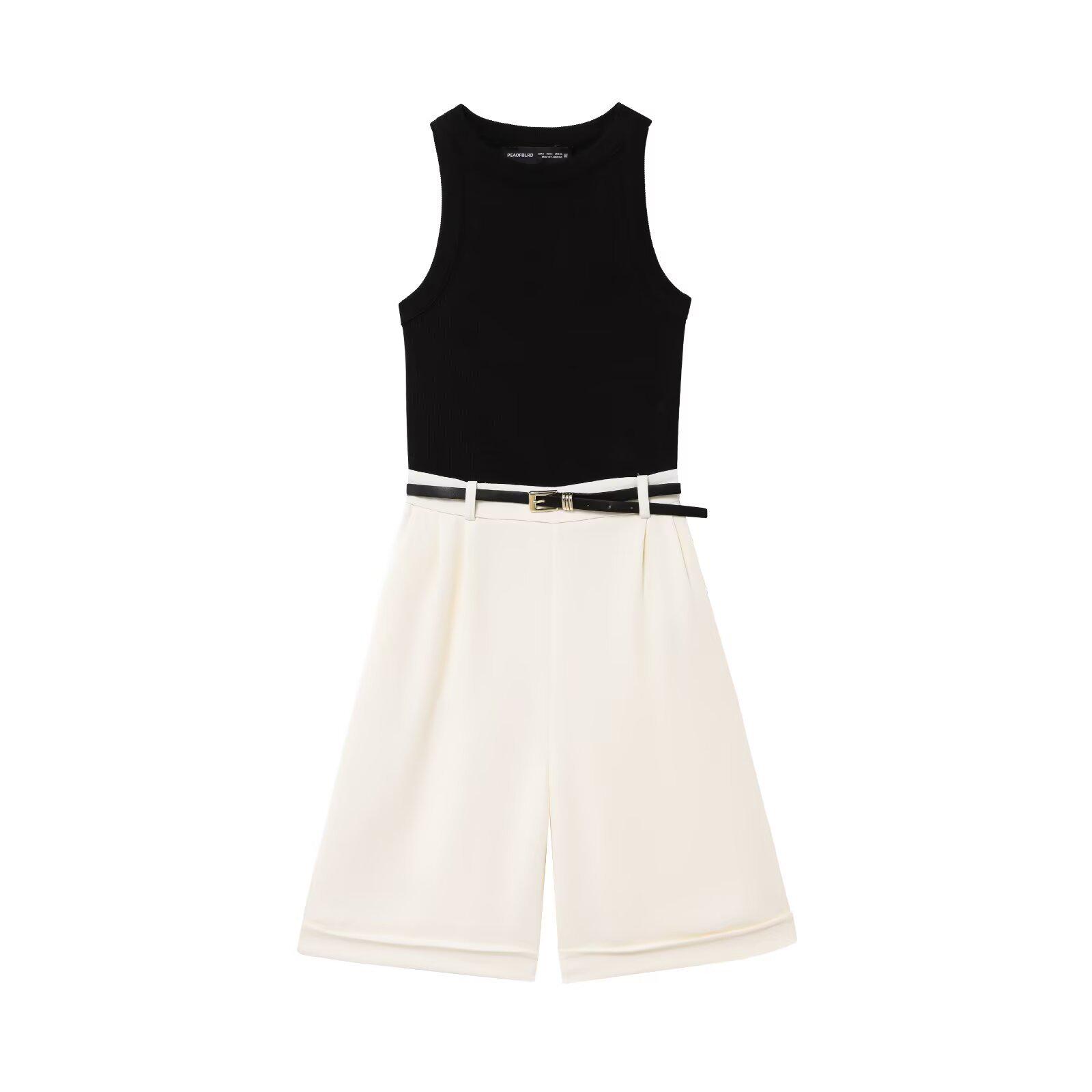 

2025 Весна Женский Европейско-Американский Модный Короткий Комбинезон с Поясом L