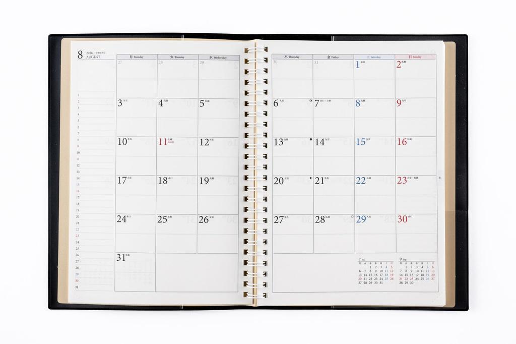 Takahashi 2026 A5 Weekly Ring 451 January Diary, Left, Black, No. (Starts 2026)