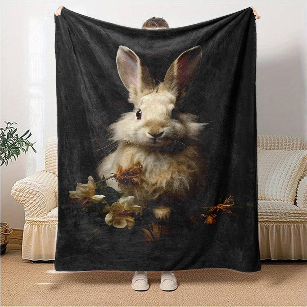 1pc Rabbit Name blanket Lightweight Flannel Throw for Sofa Bed Travel Camping Livingroom Office Couch Chair