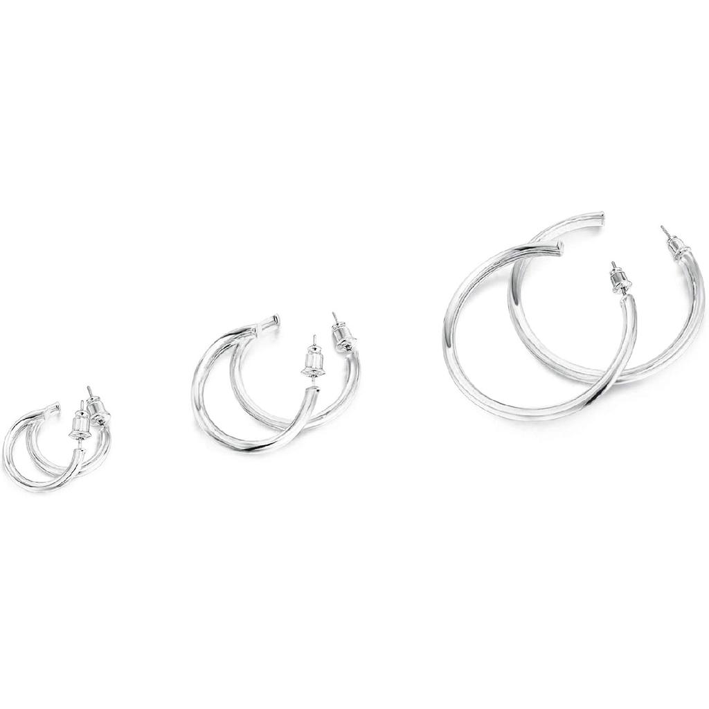 PAVOI 14K Gold Plated Hoop Earrings for Women - 2mm Thick Infinity Hoops - Lightweight Loop Earrings Set