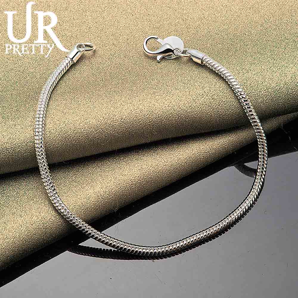 925 Sterling Silver 3MM Snake Chain Bracelet Fashionable Wedding Jewelry