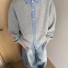 Sweater Men's and Women's Same POLO Collar Sweater Trendy 2025 New American Fake Two-piece Plaid Lapel