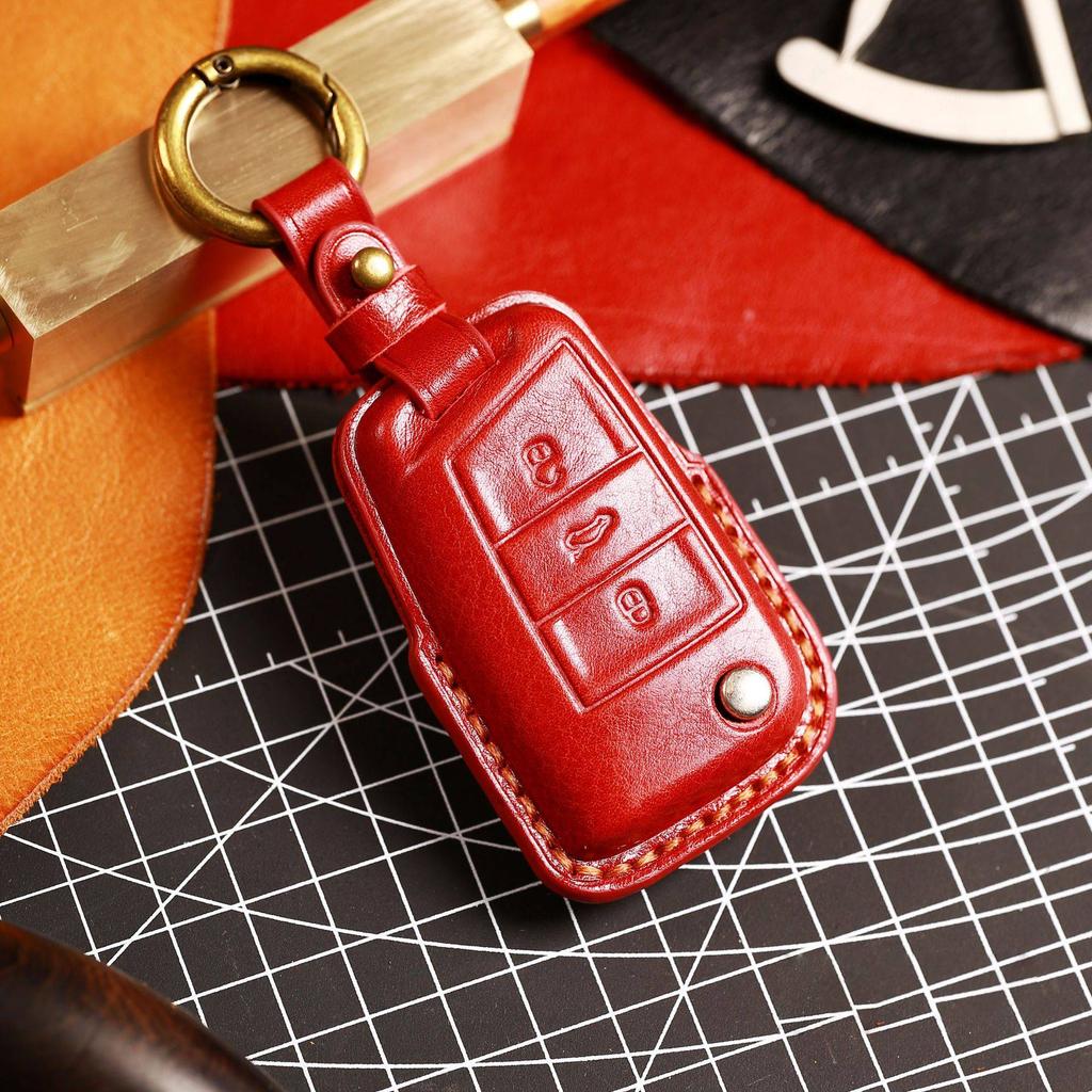 Leder Autoschlüssel Hülle Abdeckung Schlüsselanhänger Zubehör für Volkswagen Vw Golf 7 CC 280 330 Touran Lamando Sportsvan Passat Schlüsselanhänger Halter