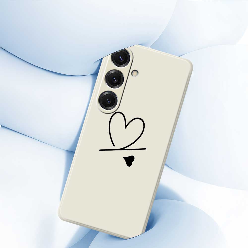 For Samsung Galaxy S25 Case Black Love Pattern Printing Straight Edge TPU Phone Back Cover