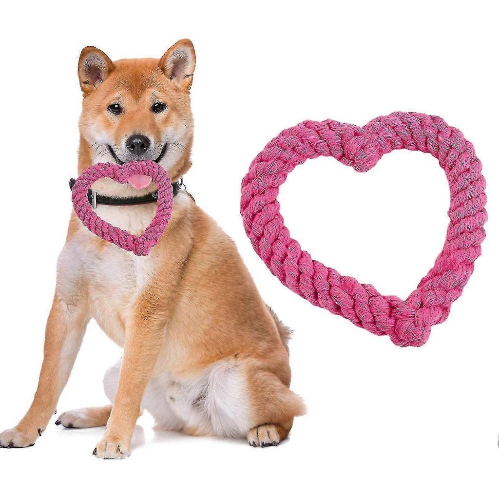 Creative heart-shaped dog chew toy, durable and fun for cat training and chewing, Christmas pet supplies, Dark Pink.