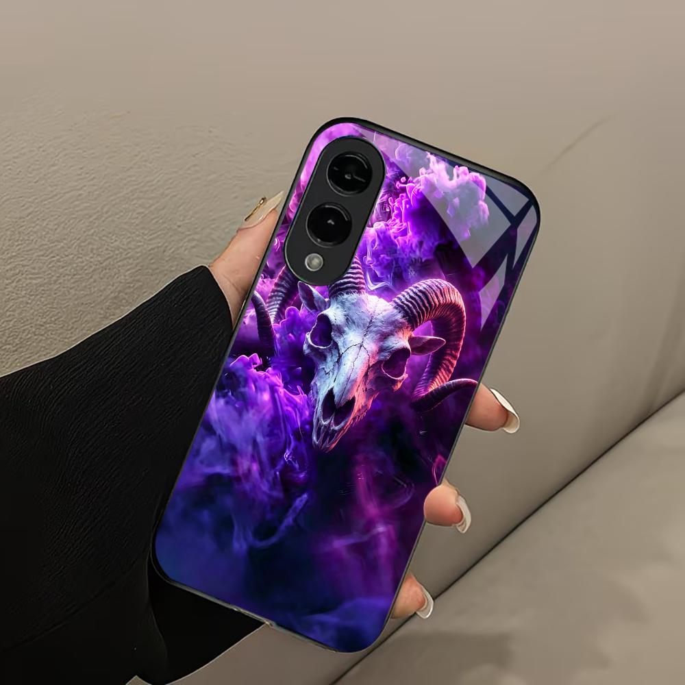 Purple Smoke Goat Skull s26 ultra case s25 ultra case phone case glass for Samsung Galaxy S26 S25 S24 S23 S22 FE Ultra Plus
