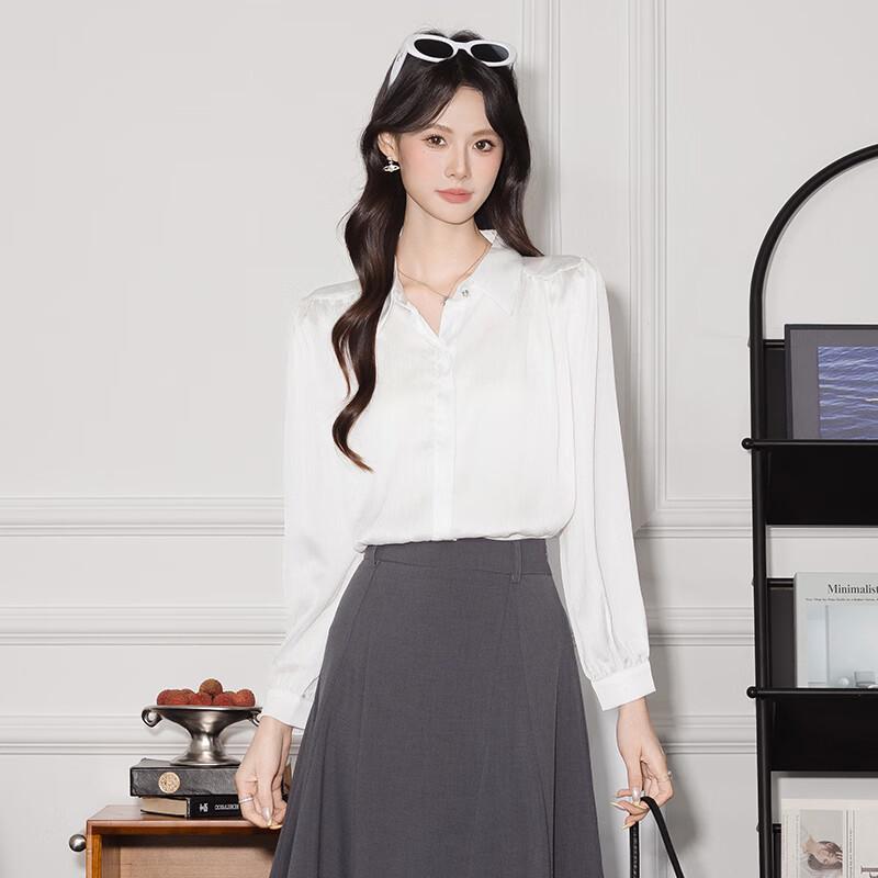 Women s French Bubble Sleeve Chiffon Blouse L