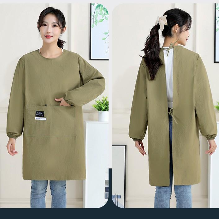 Waterproof Long Sleeve Kitchen Apron - Oil-Proof, Fashionable, Splash-Free Cooking Coveralls for Home & Catering