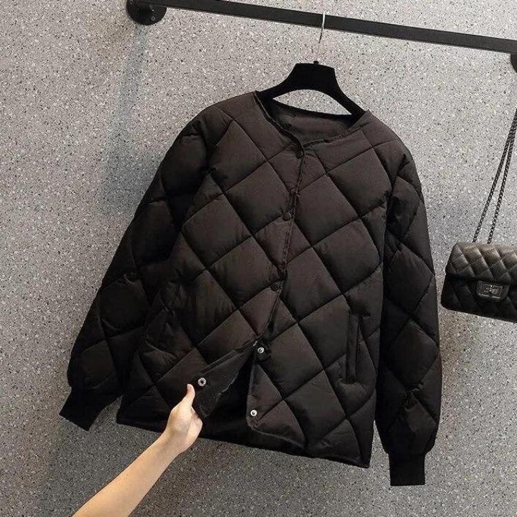 

Korean Fashion Winter Parkas Women Loose Down Coat Elegant High Street Solid Thick Warm Overcoat Female Pocket Button Outwear S