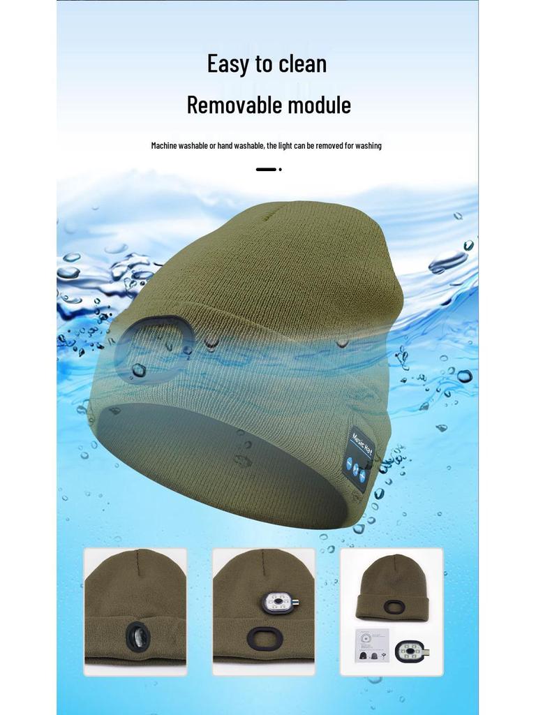 Rechargeable LED Luminous Knit Hat with Detachable Washable Light - 6 LEDs, 3 Modes, Free Shipping