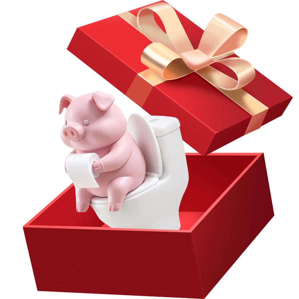 Cute Mini Pink Pig Toilet Figurine Funny Desktop Ornament Bathroom Shelf Home Decor Novelty Gift