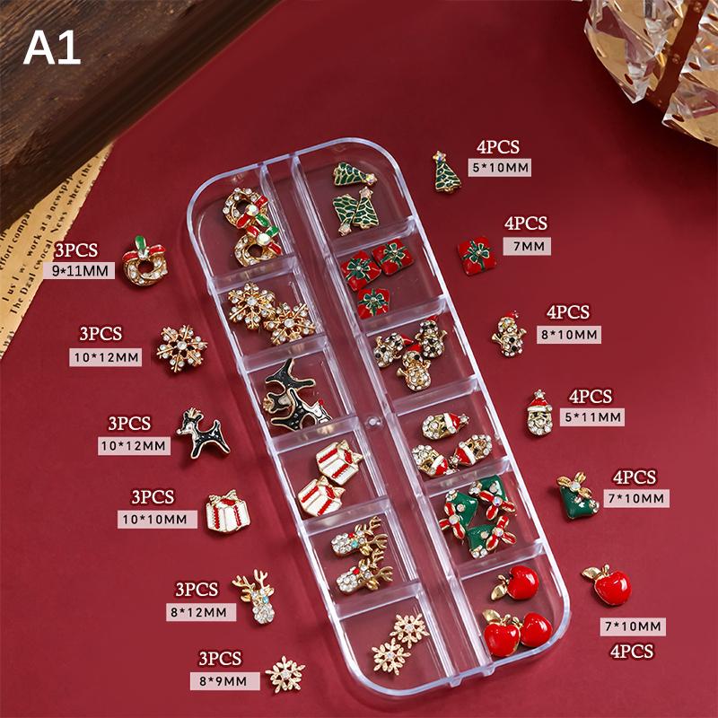 Christmas Colorful Resin Nail Decoration Accessories DIY Nail Glamour Christmas Tree Snowflakes Design Stereoscopic for Salon