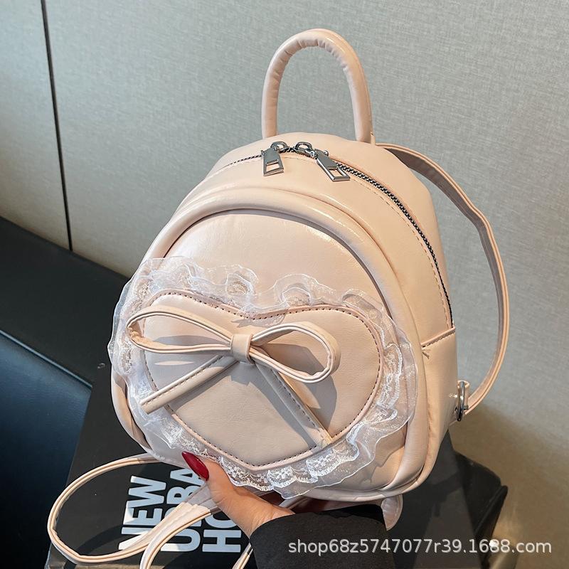 Fashion New Bow Korean Lace Love Sweet Bag 2025 Student Large Capacity Handbag Backpack