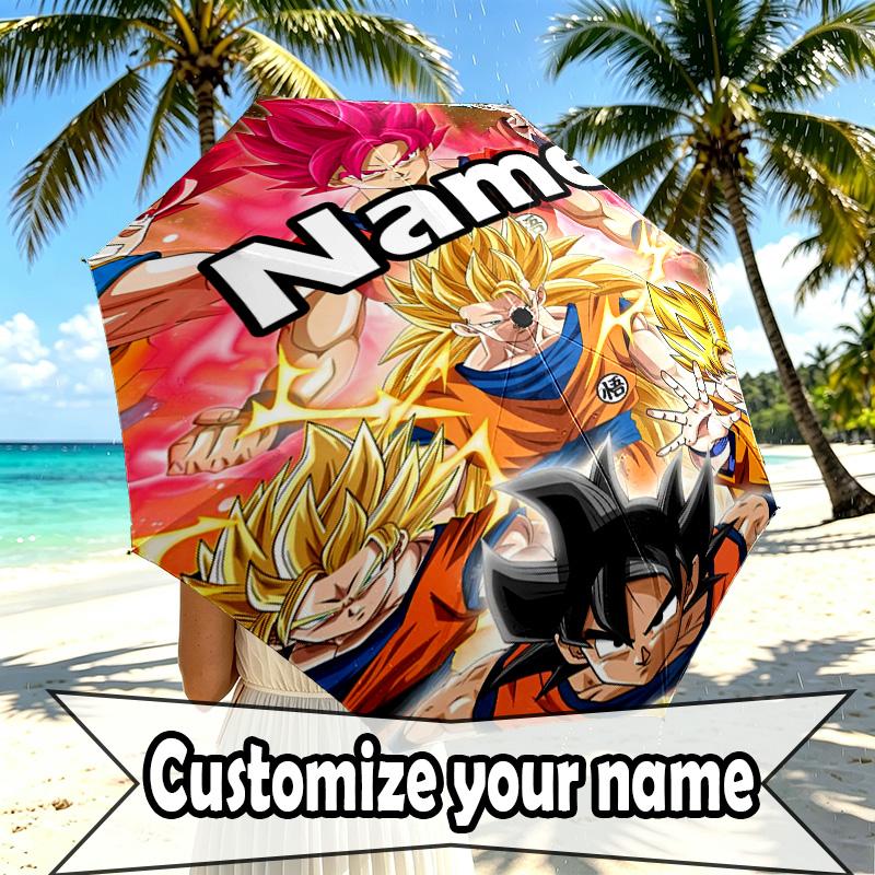 Custom Name Personalized Anime Print Umbrella, Auto Open Close, 8‑Rib Sturdy Frame, Commute Camping Hiking Use, Birthday Gift