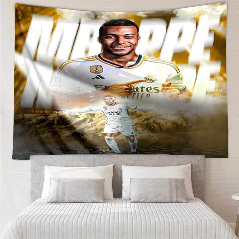 Kylian Mbappé Tapestry for Bedroom Aesthetic Classroom Tapestries Wall Hanging for Living Room Dorm Office,Ideal Creative Gift