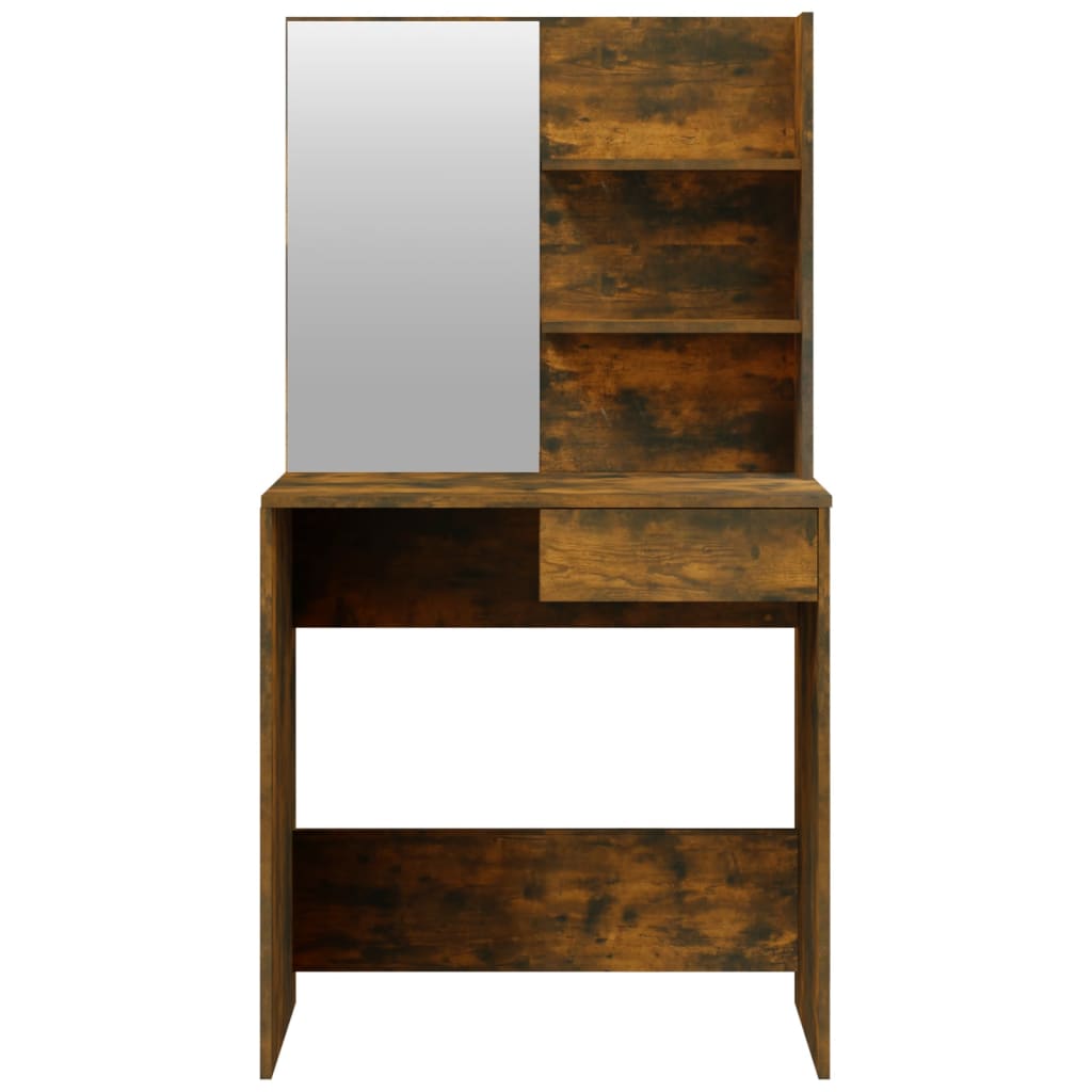 Makeup Table with Mirror Smoked Oak 74.5 x 40 x 141 cm