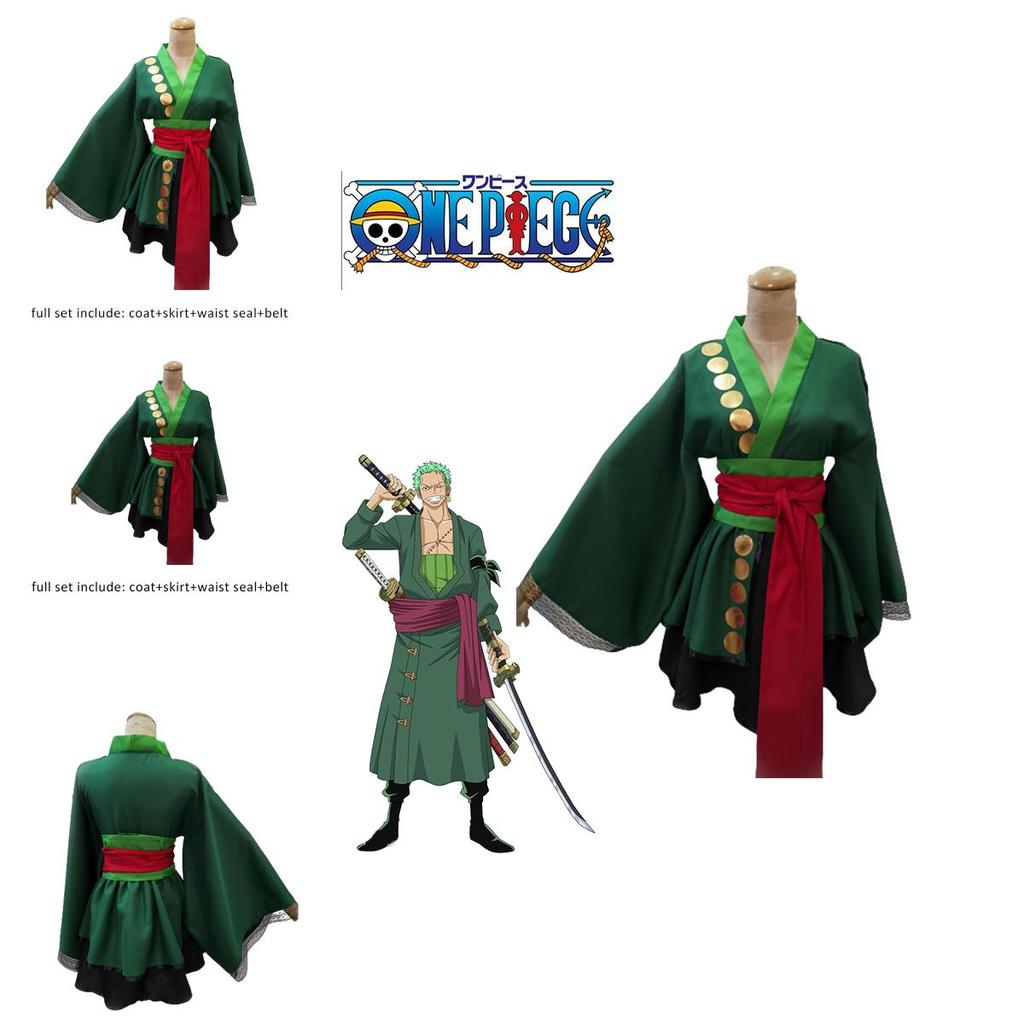 One Piece Roronoa Zoro Cosplay-Kostüm in leuchtenden Farben für Damen zu Halloween