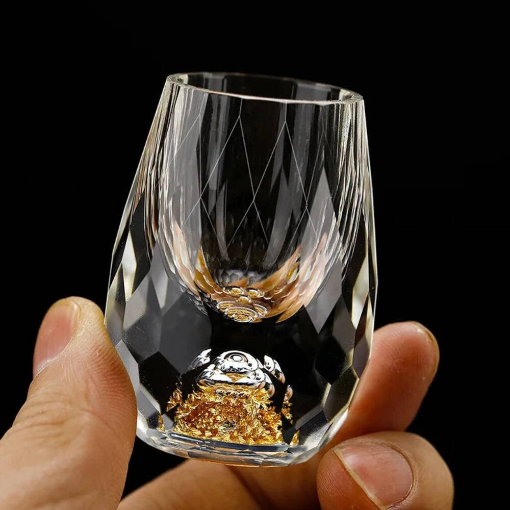 Luxury Crystal Vodka Sake Shochu Bar Liqueur Gold Foil Shot Glass Tea Cup Gift Hard Liquor Wine Glasses 1/2/4/6pcs 15ml
