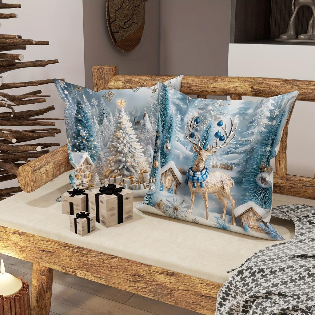 Christmas decoration pillowcase winter Christmas tree snowman pattern is suitable for home room sofa cushion cover gift