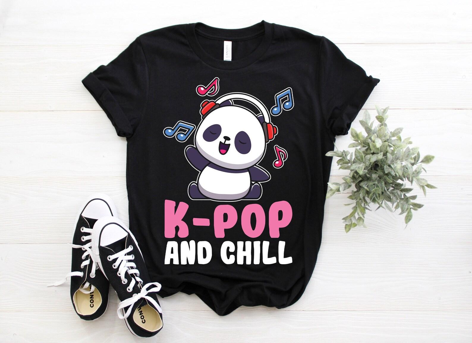 K-Pop Panda Chill Kpop Heart South Korea Music T-Shirt, Kpop Pandas Lover Gifts, Love Kdrama K-drama Fans, Girls Boys Daughter Granddaughter 110