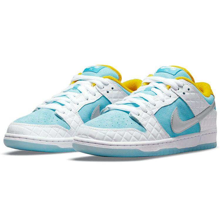 Nike FTC X Dunk Low SB Lagoon Pulse Unisex Sneakers Blue White Metallic-Silver DH7687-400