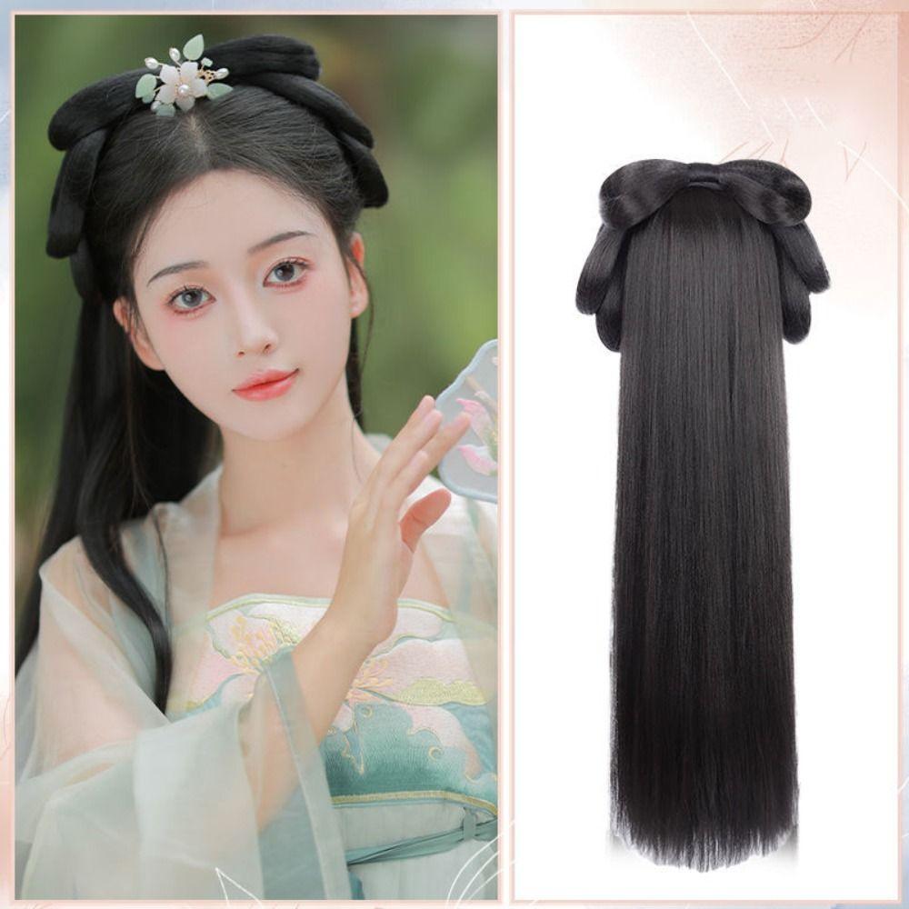 Vintage Headwear Hanfu Wig Headband Long Hanfu Cosplay HairPieces Chinese Ancient Wig Women