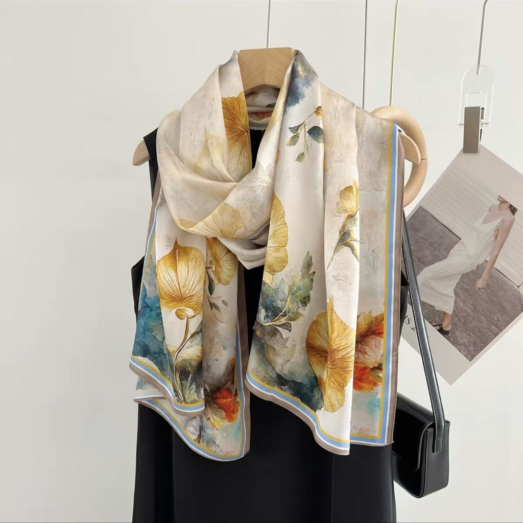 100% Natural Silk Scarf Square Female Fashion Beach Pashmina Bufanda Folral Women Shawl Wraps Bandana Scarves Foulard Echarpe