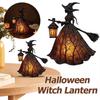 Strašidelné sošky čarodějnic na koštěti 16cm Pryskyřice Noční světlo Sváteční dekorativní lampa Halloweenská párty