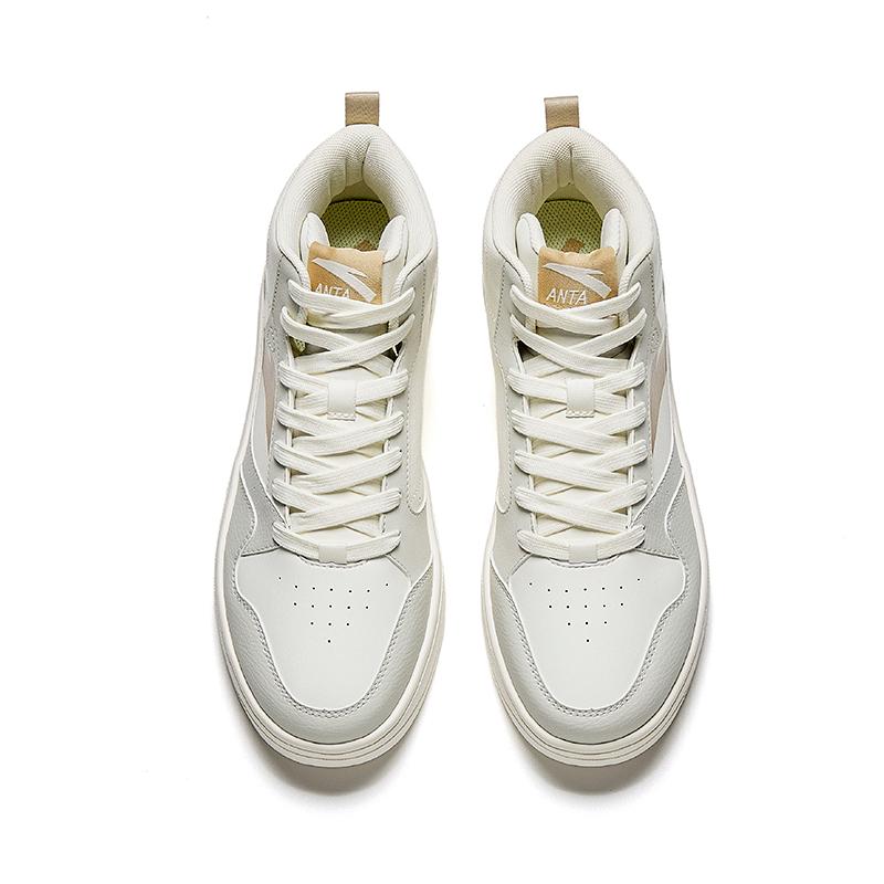 New Anta Relaxed Height Increasing Lightweight High-Top Skateboard Shoes Men's White Gray 912448002Q-2