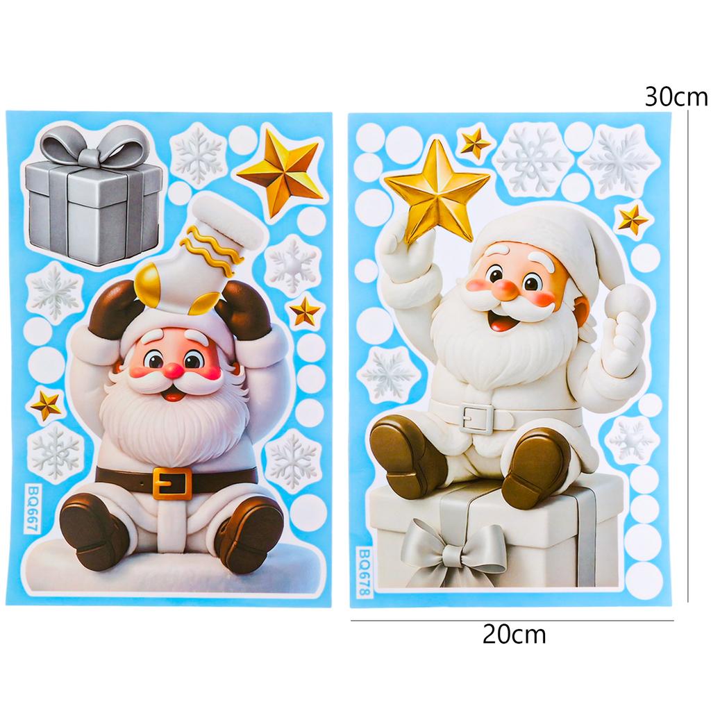 Christmas Window Stickers Winter Snowman Santa Claus Snowflake Reindeer Static Electricity Stickers Ornaments Xmas Home Decor