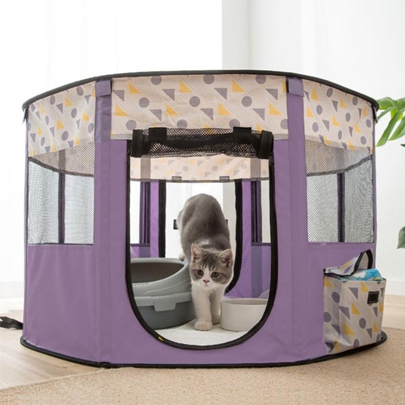 Dog Playpen with Door and Top for Small Dogs Indoor Exercise  Pet Tent Playground for Cats Multiple Colors S/for M
